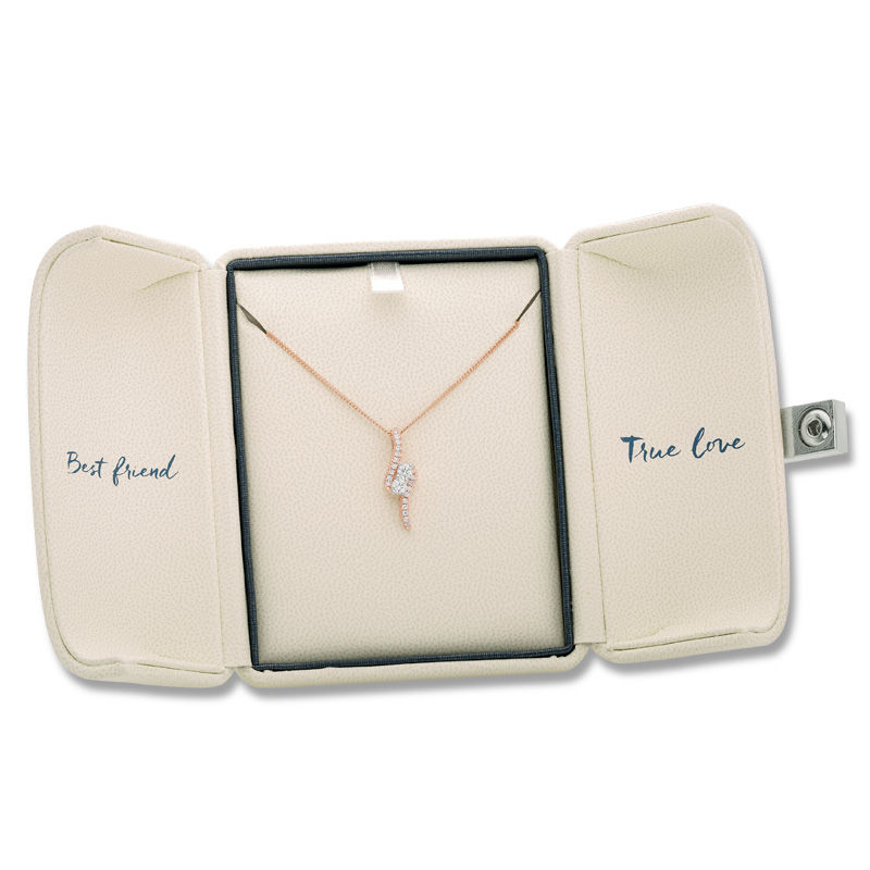 Main Image 3 of Ever Us™ 0.50 CT. T.W. Two-Stone Diamond Bypass Pendant in 14K Gold - 19"
