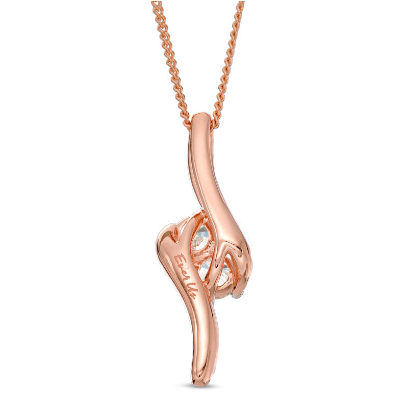 Main Image 2 of Ever Us™ 0.75 CT. T.W. Two-Stone Diamond Bypass Pendant in 14K Rose Gold - 19"