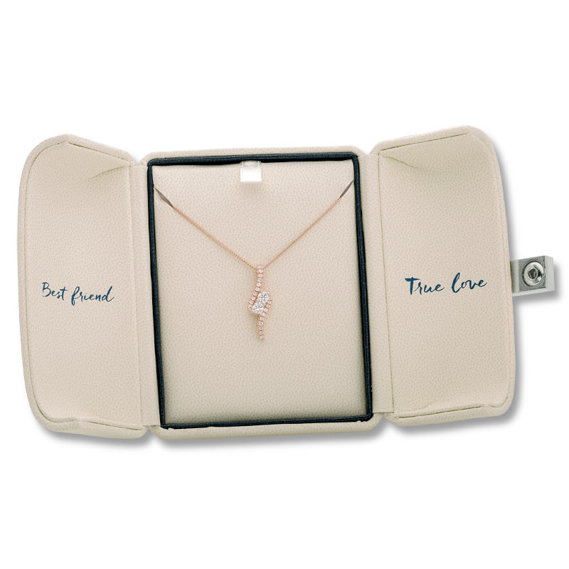 Main Image 3 of Ever Us™ 0.75 CT. T.W. Two-Stone Diamond Bypass Pendant in 14K Rose Gold - 19"