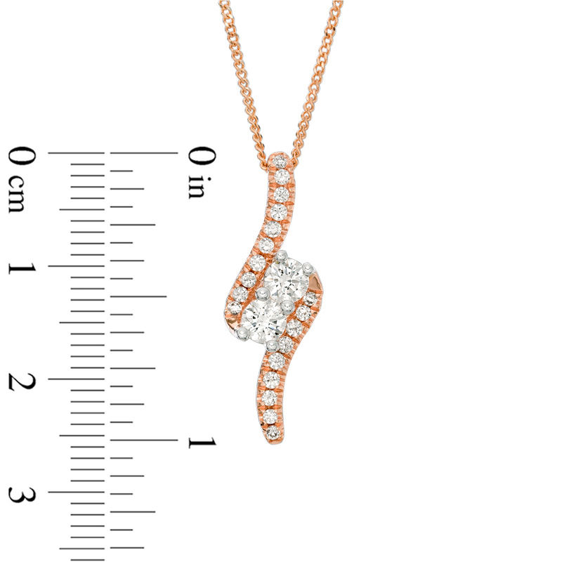 Main Image 4 of Ever Us™ 0.75 CT. T.W. Two-Stone Diamond Bypass Pendant in 14K Rose Gold - 19"