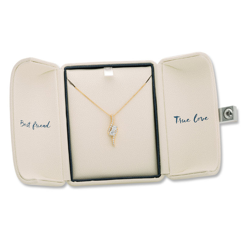 Main Image 3 of Ever Us™ 0.75 CT. T.W. Two-Stone Diamond Bypass Pendant in 14K Gold - 19"