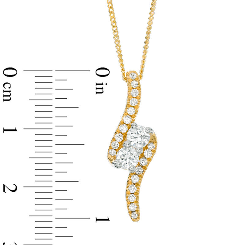 Main Image 4 of Ever Us™ 0.75 CT. T.W. Two-Stone Diamond Bypass Pendant in 14K Gold - 19"