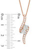 Thumbnail Image 4 of Ever Us™ 1.00 CT. T.W. Two-Stone Diamond Bypass Pendant in 14K Rose Gold - 19"