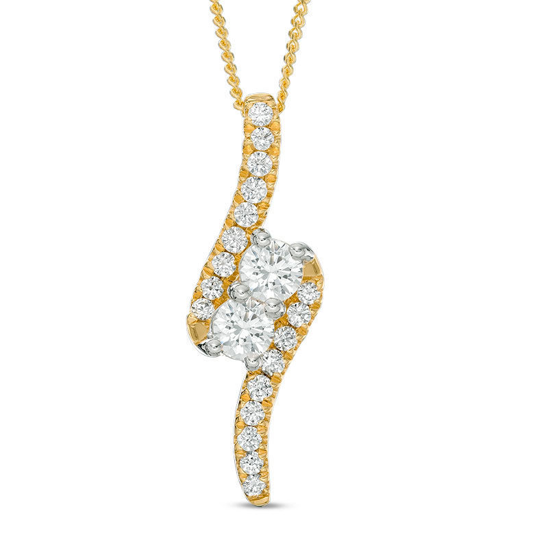 Ever Usâ¢ 1.00 CT. T.W. Two-Stone Diamond Bypass Pendant in 14K Gold - 19"