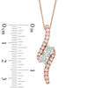 Thumbnail Image 4 of Ever Us™ 1.50 CT. T.W. Two-Stone Diamond Bypass Pendant in 14K Rose Gold - 19"