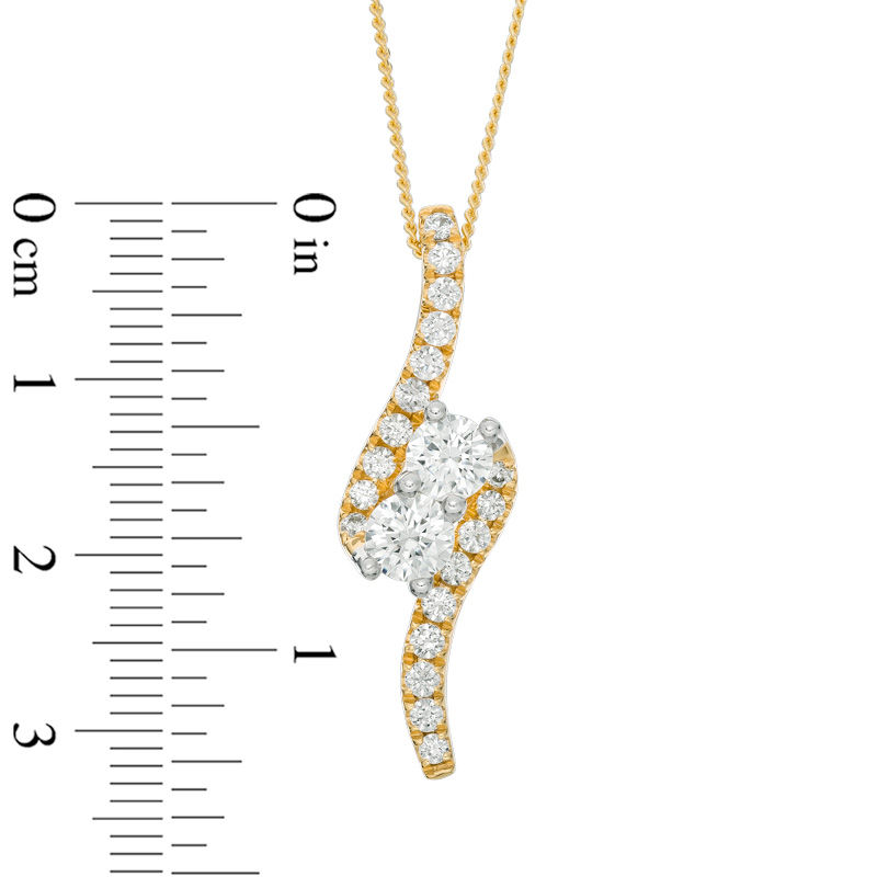 Main Image 4 of Ever Us™ 1.50 CT. T.W. Two-Stone Diamond Bypass Pendant in 14K Gold - 19"