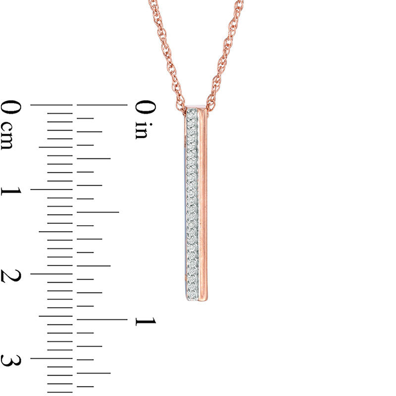 Main Image 2 of Diamond Accent Vertical Bar Pendant in 10K Rose Gold