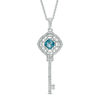 Thumbnail Image 0 of 5.0mm London Blue Topaz and Lab-Created White Sapphire Key Pendant in Sterling Silver