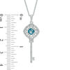 Thumbnail Image 1 of 5.0mm London Blue Topaz and Lab-Created White Sapphire Key Pendant in Sterling Silver