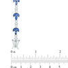 Lab-Created Blue and White Sapphire Floral Bracelet in Sterling Silver - 7.25"