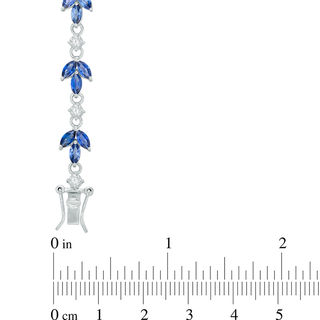 Lab-Created Blue and White Sapphire Floral Bracelet in Sterling Silver - 7.25"