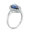 Thumbnail Image 1 of Pear-Shaped Lab-Created Blue and White Sapphire Frame Ring in Sterling Silver