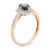 Thumbnail Image 2 of Oval Blue Sapphire and 0.12 CT. T.W. Diamond Rectangular Frame Ring in 10K Rose Gold