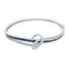 Thumbnail Image 1 of Princess-Cut Lab-Created Blue and White Sapphire Loose Knot Bangle in Sterling Silver