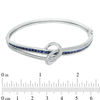 Thumbnail Image 2 of Princess-Cut Lab-Created Blue and White Sapphire Loose Knot Bangle in Sterling Silver