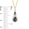 Thumbnail Image 2 of Pear-Shaped Lab-Created Blue and White Sapphire Frame Pendant and Ring Set in 10K Gold