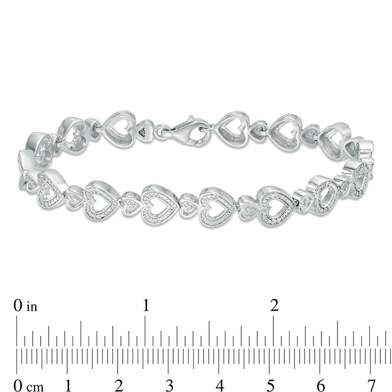 0.15 CT. T.W. Diamond Heart Bracelet in Sterling Silver - 7.5"|Peoples Jewellers