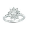 Thumbnail Image 0 of Oval Lab-Created White Sapphire Starburst Frame Ring in Sterling Silver