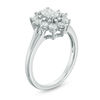 Thumbnail Image 1 of Oval Lab-Created White Sapphire Starburst Frame Ring in Sterling Silver