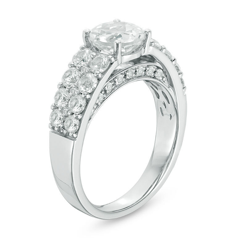 Main Image 2 of 7.0mm Lab-Created White Sapphire Double Row Ring in Sterling Silver