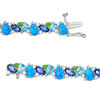 Multi-Gemstone Cluster and Lab-Created White Sapphire Bracelet in Sterling Silver - 7.25"
