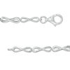 Thumbnail Image 2 of Oval White Lab-Created Sapphire Sunburst Frame and Infinity Link Bracelet in Sterling Silver - 7.5"