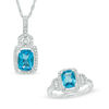 Thumbnail Image 1 of Blue Topaz and Lab-Created White Sapphire Buckle Frame Pendant and Ring Set in Sterling Silver