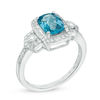 Thumbnail Image 2 of Blue Topaz and Lab-Created White Sapphire Buckle Frame Pendant and Ring Set in Sterling Silver