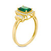 Thumbnail Image 1 of Cushion-Cut Lab-Created Emerald and White Sapphire Frame Pendant and Ring Set in 10K Gold