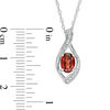 Thumbnail Image 1 of Garnet and Lab-Created White Sapphire Flame Pendant and Drop Earrings Set in Sterling Silver