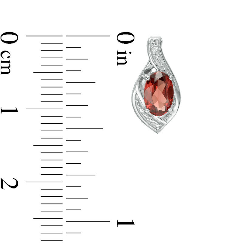Main Image 3 of Garnet and Lab-Created White Sapphire Flame Pendant and Drop Earrings Set in Sterling Silver