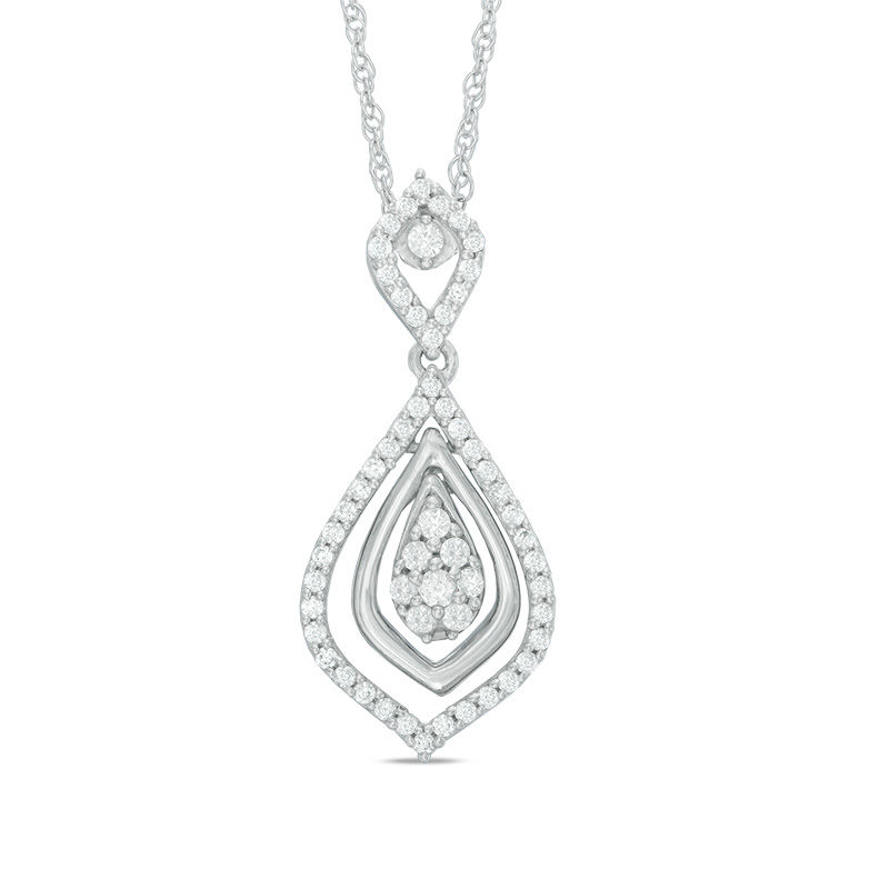 0.45 CT. T.W. Diamond Triple Teardrop Pendant in 10K White Gold