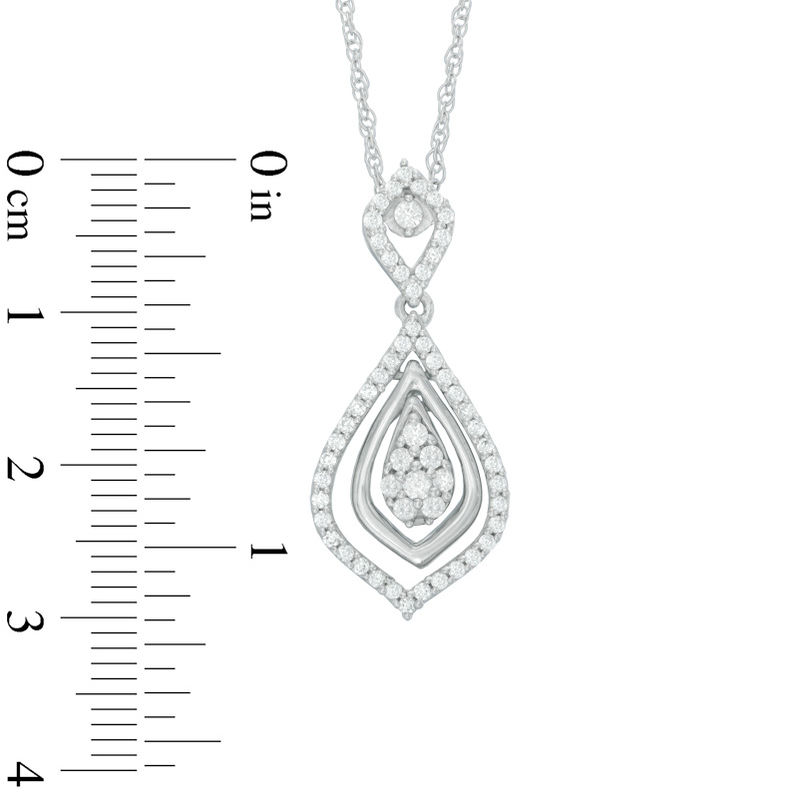 0.45 CT. T.W. Diamond Triple Teardrop Pendant in 10K White Gold