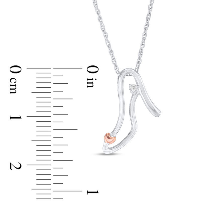 Diamond Accent High Heel with Heart Pendant in Sterling Silver and 10K Rose Gold