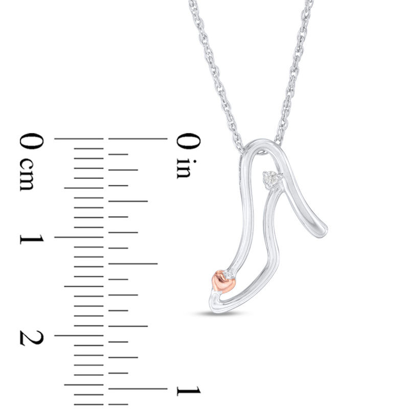 Main Image 2 of Diamond Accent High Heel with Heart Pendant in Sterling Silver and 10K Rose Gold