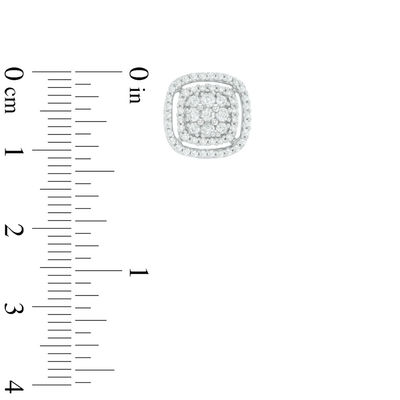 0.70 CT. T.W. Diamond Double Cushion Frame Stud Earrings in 10K White Gold