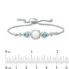 Thumbnail Image 1 of 7.0mm Cushion-Cut Lab-Created Opal, White Sapphire and Swiss Blue Topaz Bolo Bracelet in Sterling Silver - 9.0"