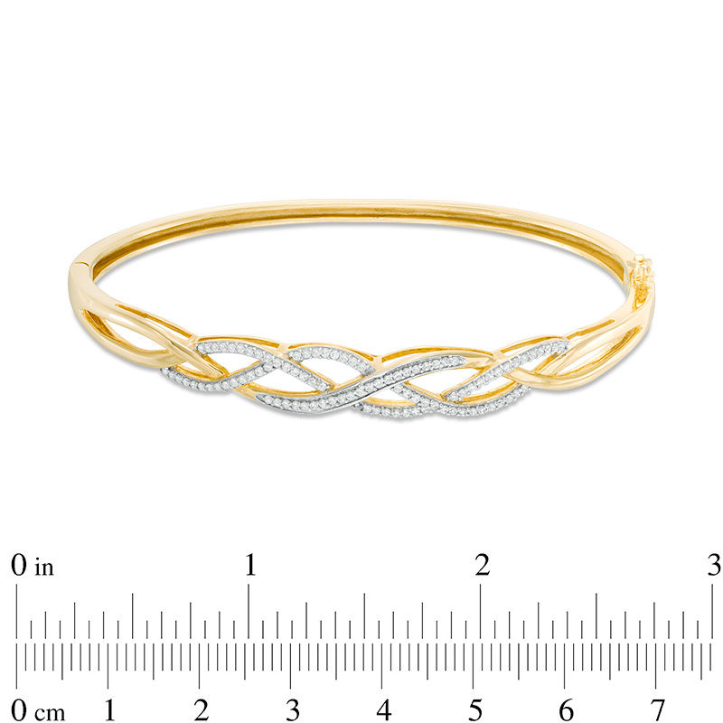 Main Image 2 of Lab-Created White Sapphire Loose Braid Bangle in Sterling Silver with 18K Gold Plate