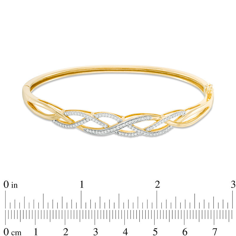 Lab-Created White Sapphire Loose Braid Bangle in Sterling Silver with 18K Gold Plate