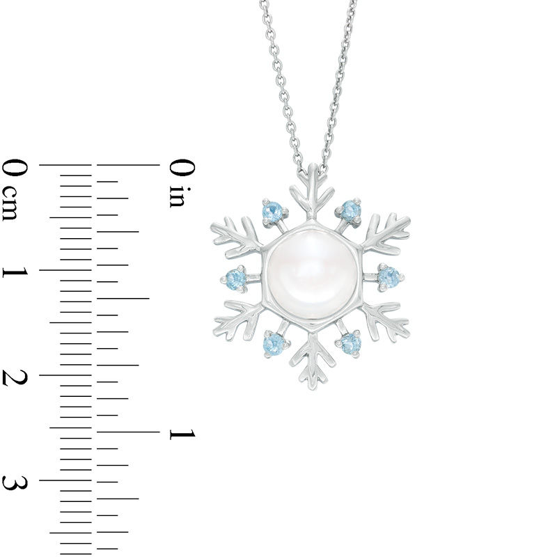 Main Image 2 of 8.0mm Baroque Freshwater Cultured Pearl and London Blue Topaz Snowflake Pendant in Sterling Silver