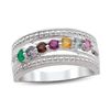 Thumbnail Image 1 of Mother's Family Birthstone Beaded Ring in 10K White or Yellow Gold (3-7 Stones)