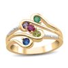 Thumbnail Image 1 of Mother's Family Birthstone and Diamond Accent Split Shank Scroll Ring in 10K White or Yellow Gold (2-5 Stones)