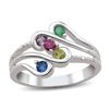 Thumbnail Image 2 of Mother's Family Birthstone and Diamond Accent Split Shank Scroll Ring in 10K White or Yellow Gold (2-5 Stones)