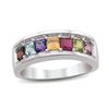 Thumbnail Image 1 of Mother's Princess-Cut Simulated Birthstone Family Ring in 10K White or Yellow Gold (3-7 Stones)