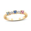 Thumbnail Image 0 of Mother's Birthstone and Diamond Accent Vintage-Style Family Ring in 10K White or Yellow Gold (3 Stones)