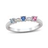 Thumbnail Image 2 of Mother's Birthstone and Diamond Accent Vintage-Style Family Ring in 10K White or Yellow Gold (3 Stones)