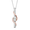 Thumbnail Image 1 of Ever Us™ 0.25 CT. T.W. Two-Stone Diamond Linear Swirl Pendant in 14K Two-Tone Gold - 19"