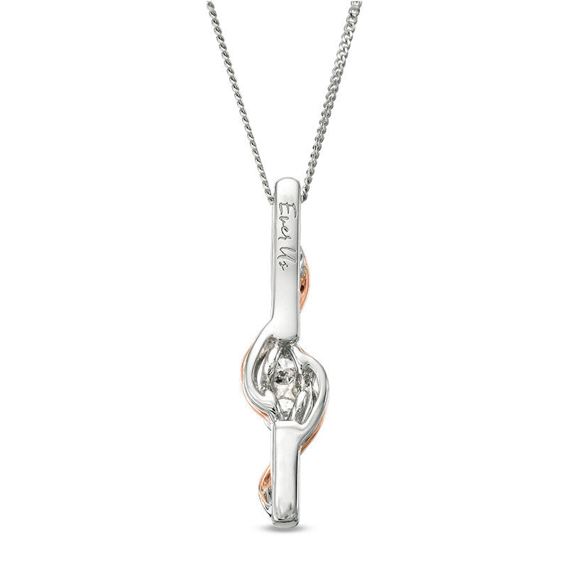 Main Image 2 of Ever Us™ 0.25 CT. T.W. Two-Stone Diamond Linear Swirl Pendant in 14K Two-Tone Gold - 19"