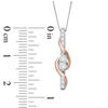 Thumbnail Image 4 of Ever Us™ 0.25 CT. T.W. Two-Stone Diamond Linear Swirl Pendant in 14K Two-Tone Gold - 19"