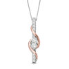Thumbnail Image 0 of Ever Us™ 0.50 CT.T.W. Two-Stone Diamond Linear Swirl Pendant in 14K Two-Tone Gold - 19"